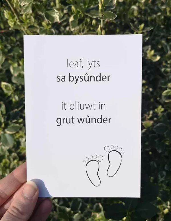 Wenskaart - leaf, lyts sa bysûnder