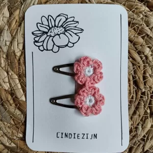 Haarspeldjes Daisy wit roze