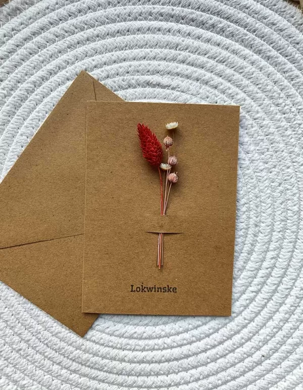 Droogbloemen kaart lokwinske rood